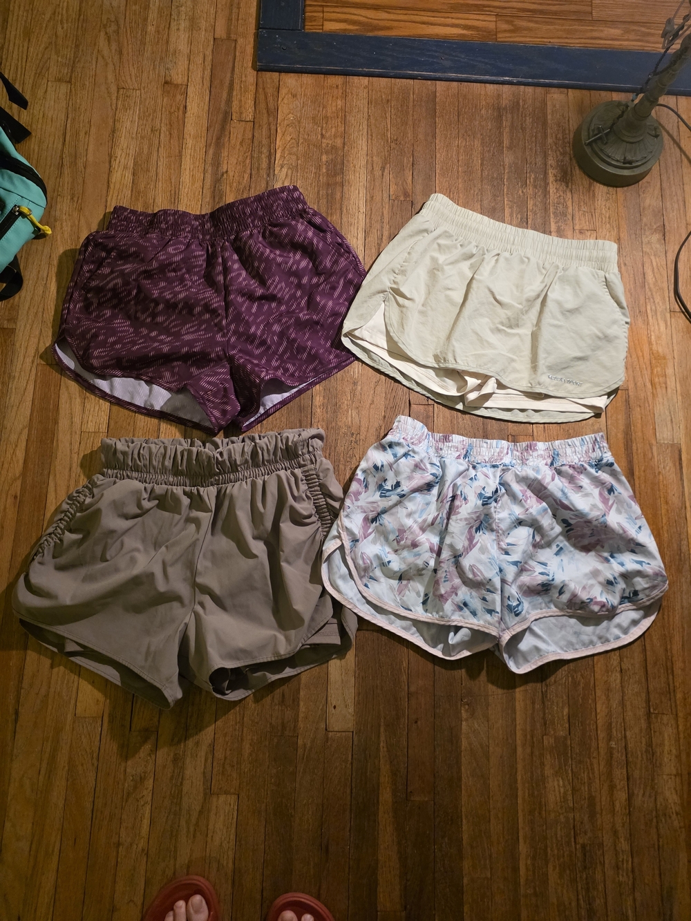 Set Of 4 Women's Athletic Shorts - Purple, Cream, Taupe, Floral